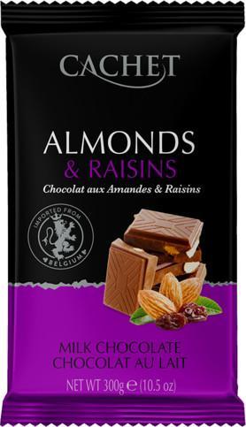 ​Cachet Almonds & Raisins Бельгийский молочный шоколад с изюмом и миндалем, 300г