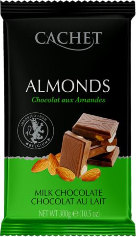 Cachet milk chocolate with almonds Бельгийский молочный шоколад с миндалем, 300г
