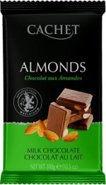 Cachet milk chocolate with almonds Бельгийский молочный шоколад с миндалем, 300г
